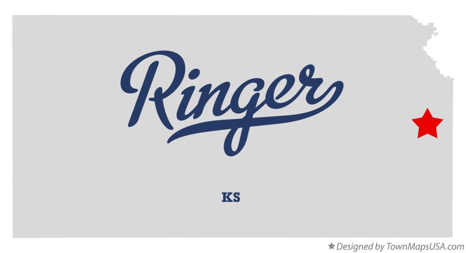Map of Ringer Kansas KS