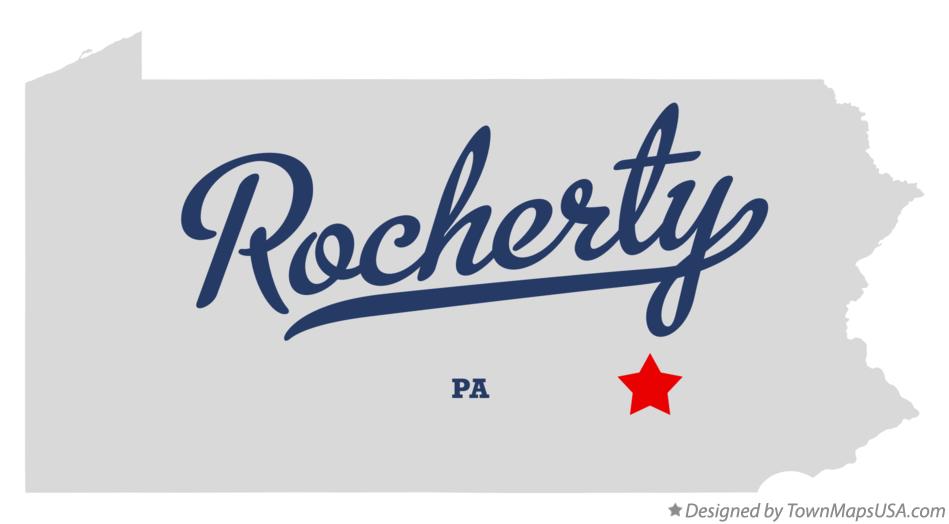 Map of Rocherty Pennsylvania PA