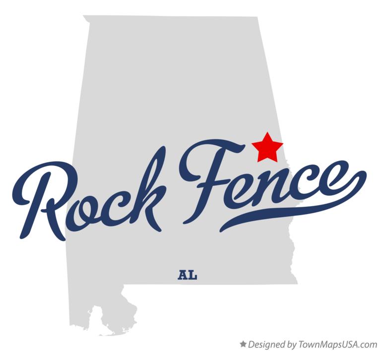Map of Rock Fence Alabama AL
