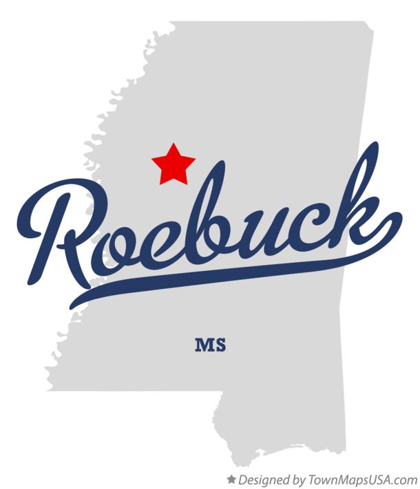 Map of Roebuck Mississippi MS