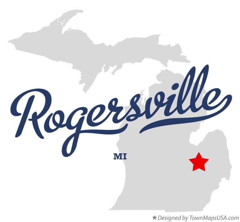 Map of Rogersville Michigan MI
