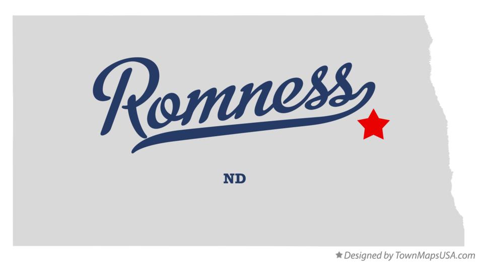 Map of Romness North Dakota ND