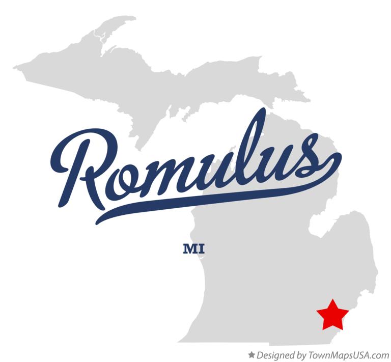 Map of Romulus Michigan MI