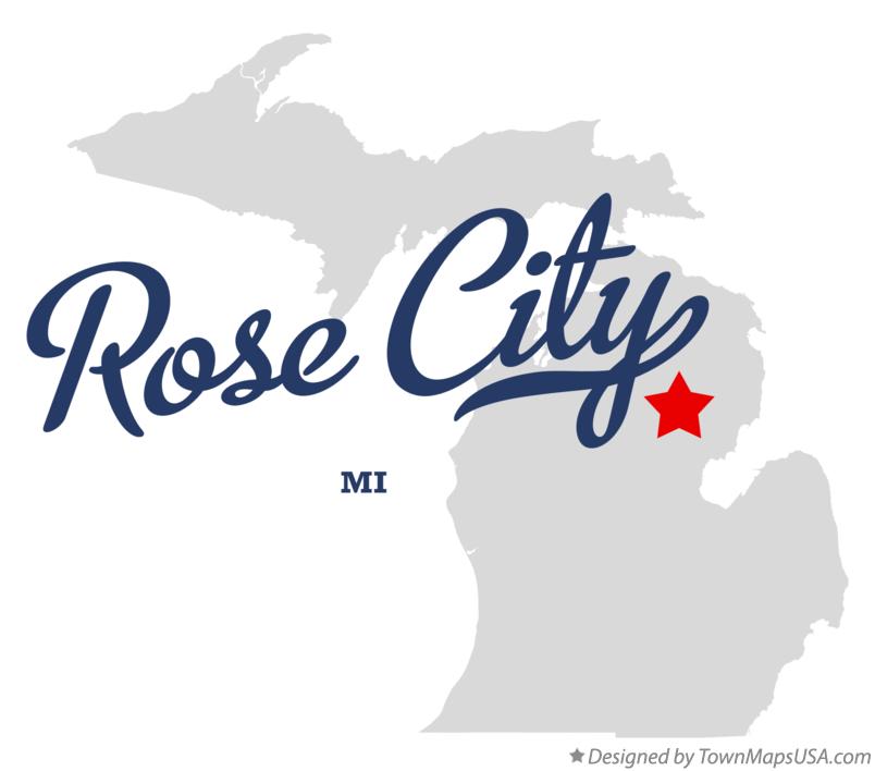 Map of Rose City Michigan MI