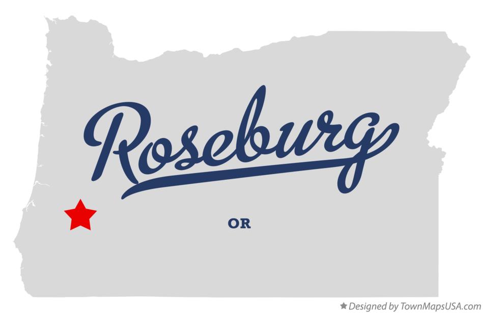 Map of Roseburg Oregon OR