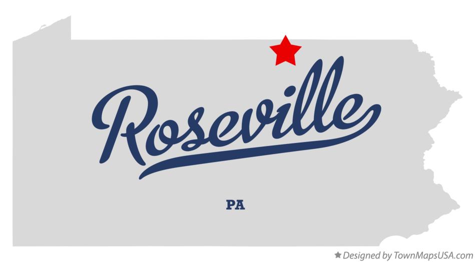 Map of Roseville Pennsylvania PA