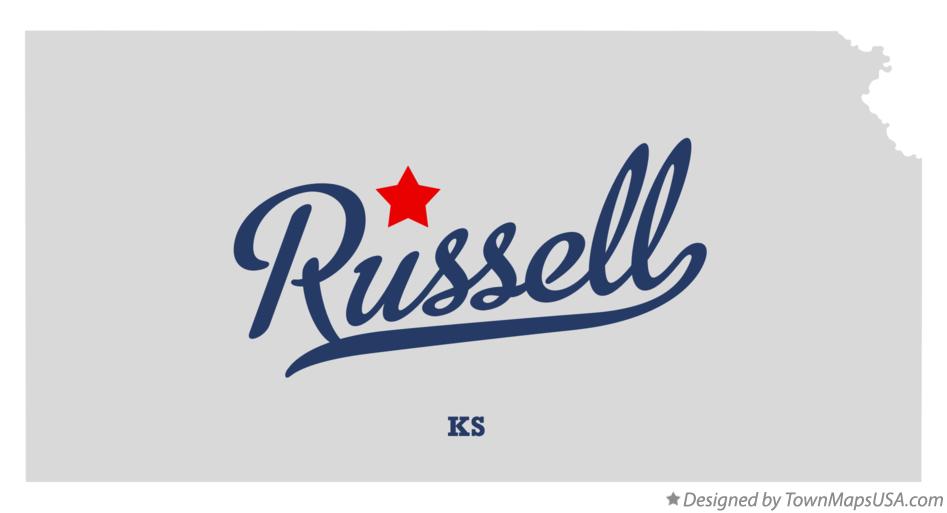 Map of Russell Kansas KS