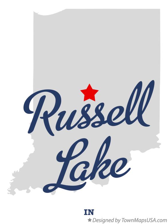 Map of Russell Lake Indiana IN