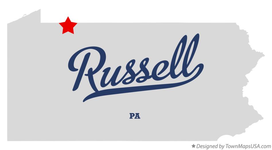 Map of Russell Pennsylvania PA