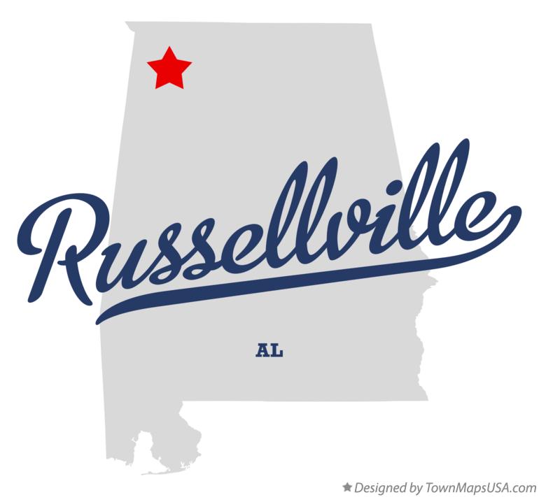 Map of Russellville Alabama AL