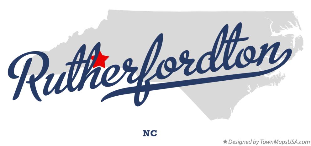 Map of Rutherfordton North Carolina NC