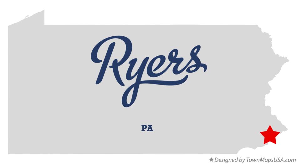 Map of Ryers Pennsylvania PA