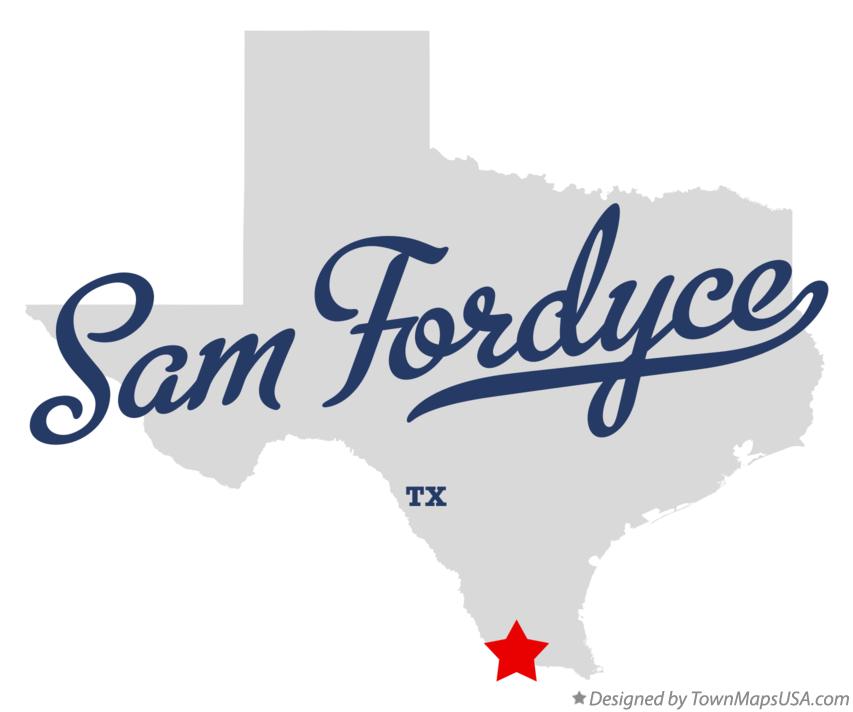 Map of Sam Fordyce Texas TX