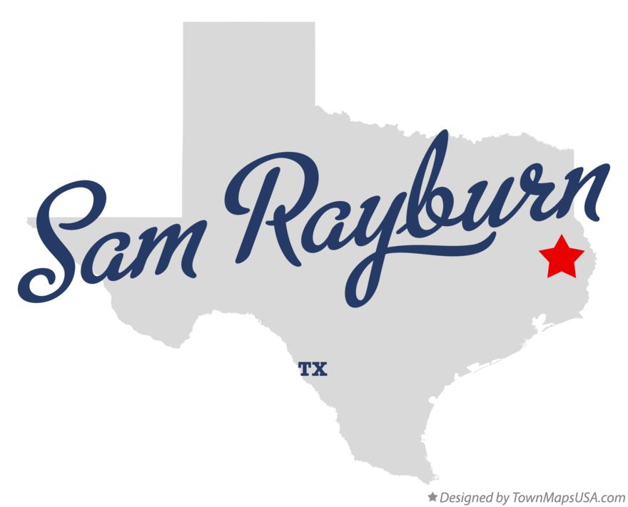 Map of Sam Rayburn Texas TX