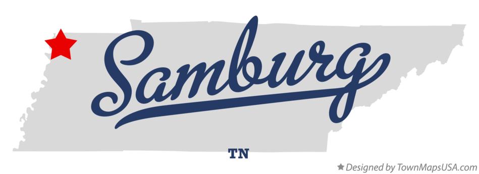 Map of Samburg Tennessee TN