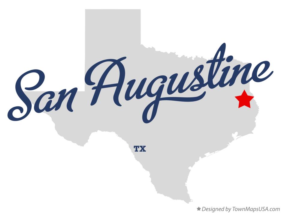 Map of San Augustine Texas TX