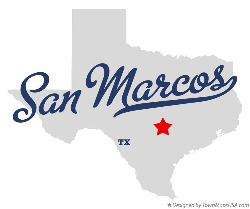 Map of San Marcos Texas TX