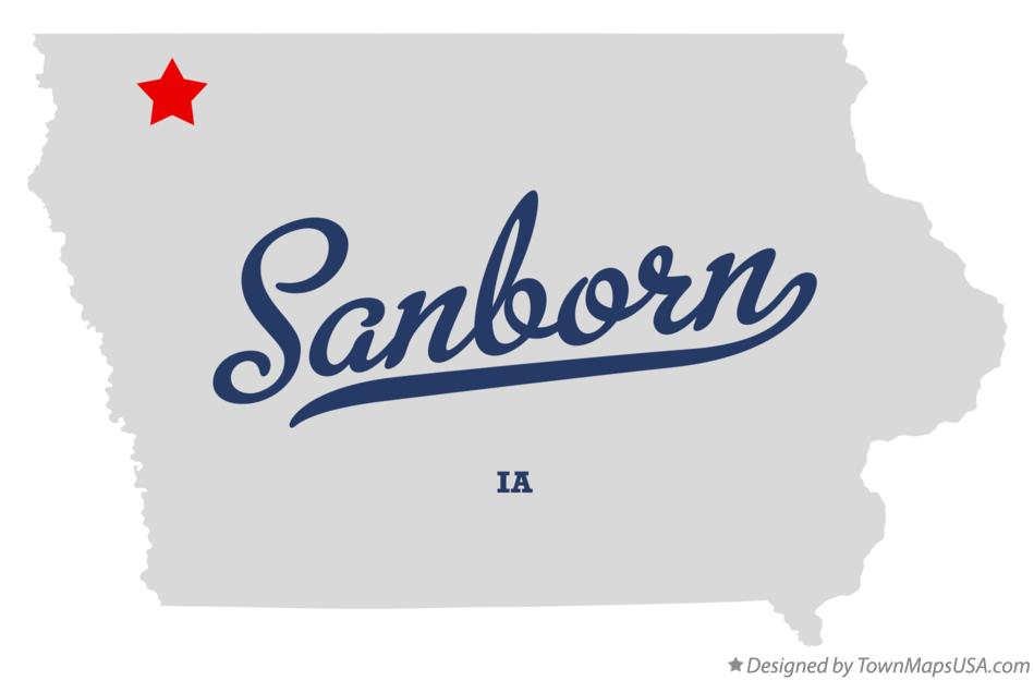 Map of Sanborn Iowa IA