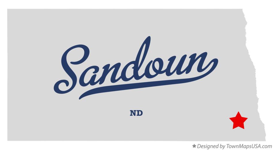 Map of Sandoun North Dakota ND