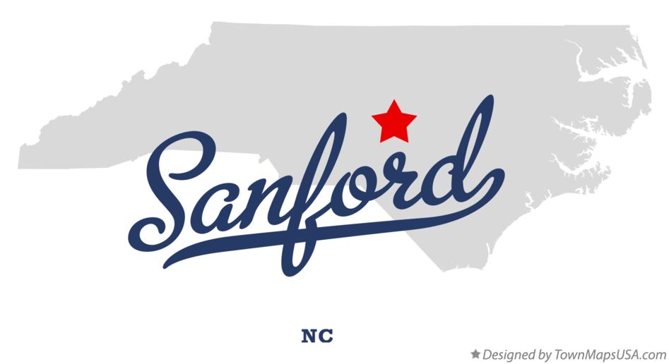Map of Sanford North Carolina NC