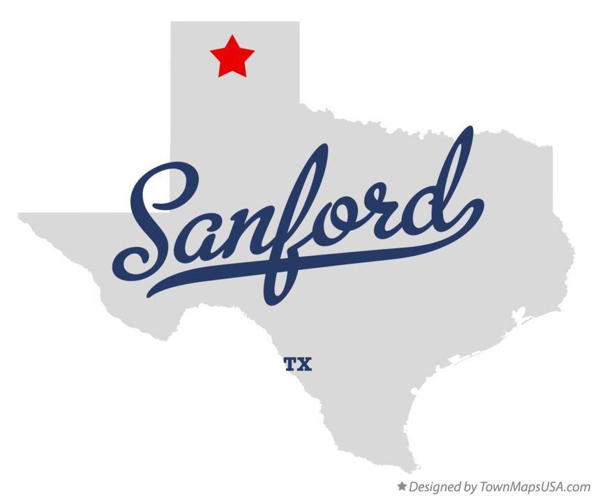 Map of Sanford Texas TX