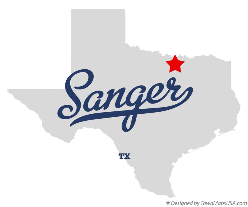 Map of Sanger Texas TX