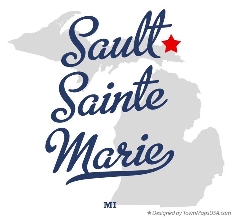 Map of Sault Sainte Marie Michigan MI