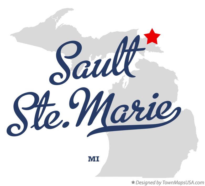 Map of Sault Ste.Marie Michigan MI