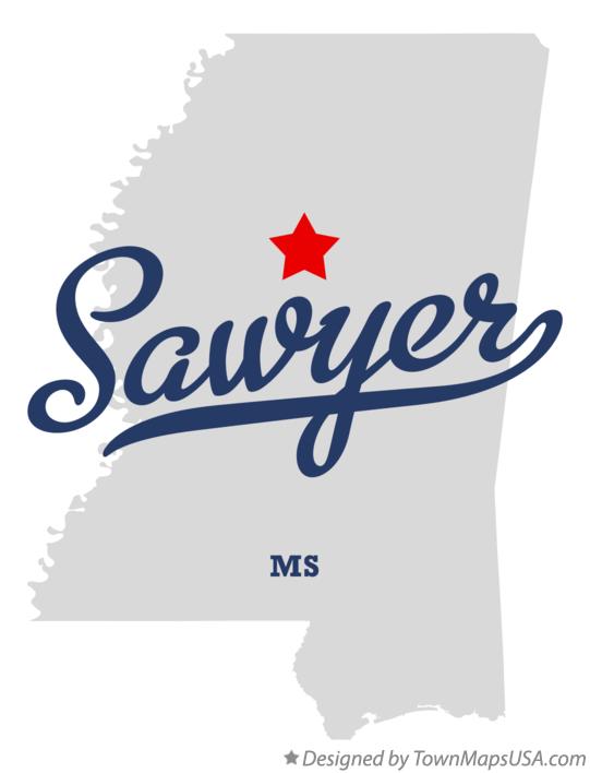 Map of Sawyer Mississippi MS