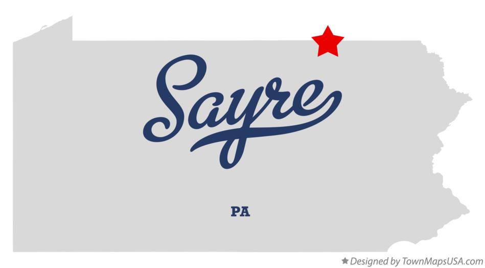 Map of Sayre Pennsylvania PA