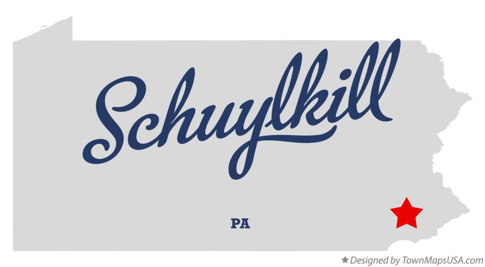 Map of Schuylkill Pennsylvania PA