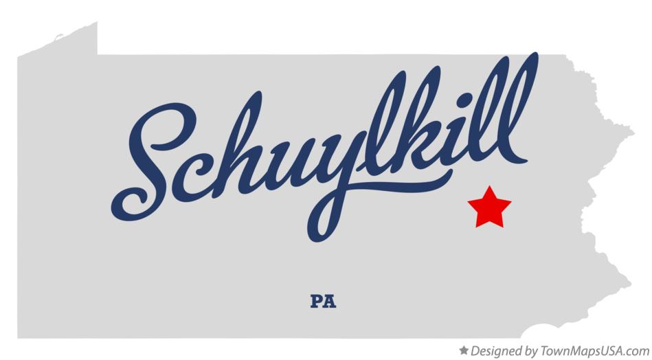 Map of Schuylkill Pennsylvania PA