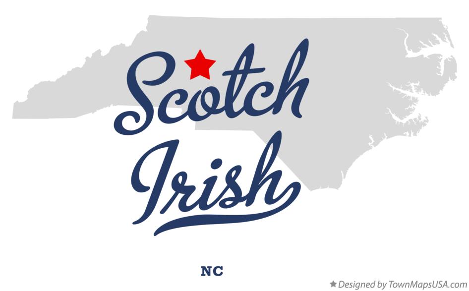 Map of Scotch Irish North Carolina NC