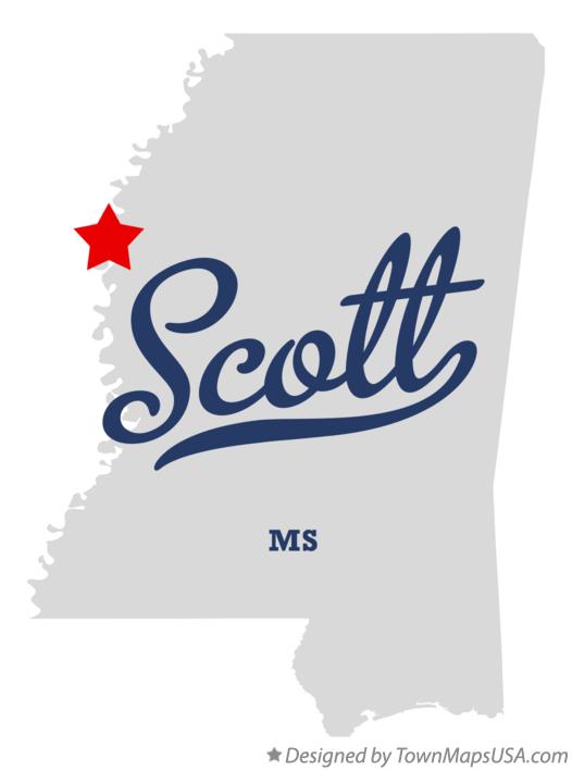 Map of Scott Mississippi MS