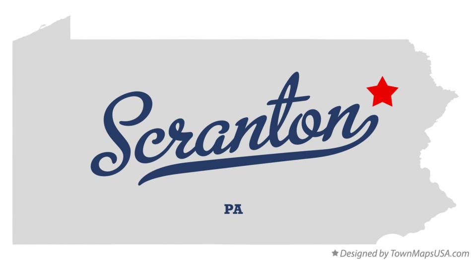 Map of Scranton Pennsylvania PA