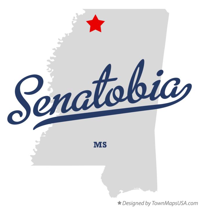 Map of Senatobia Mississippi MS
