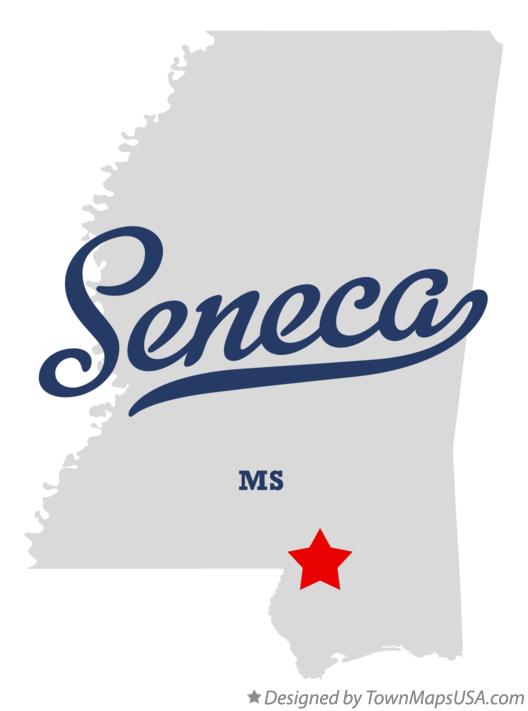 Map of Seneca Mississippi MS