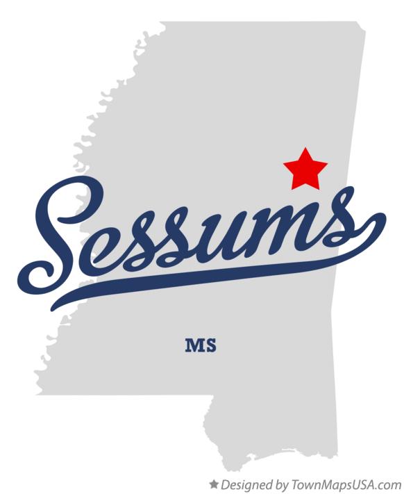 Map of Sessums Mississippi MS