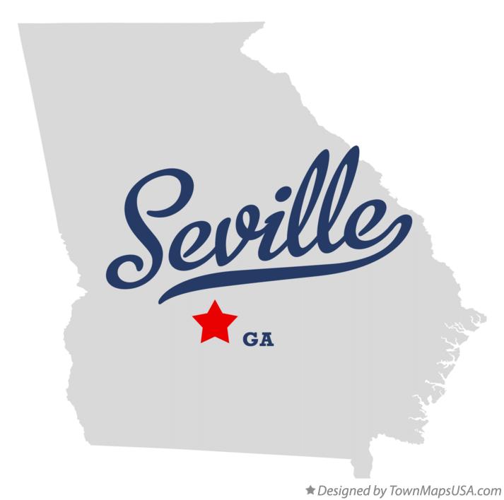 Map of Seville Georgia GA