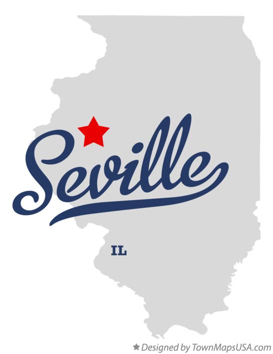 Map of Seville Illinois IL