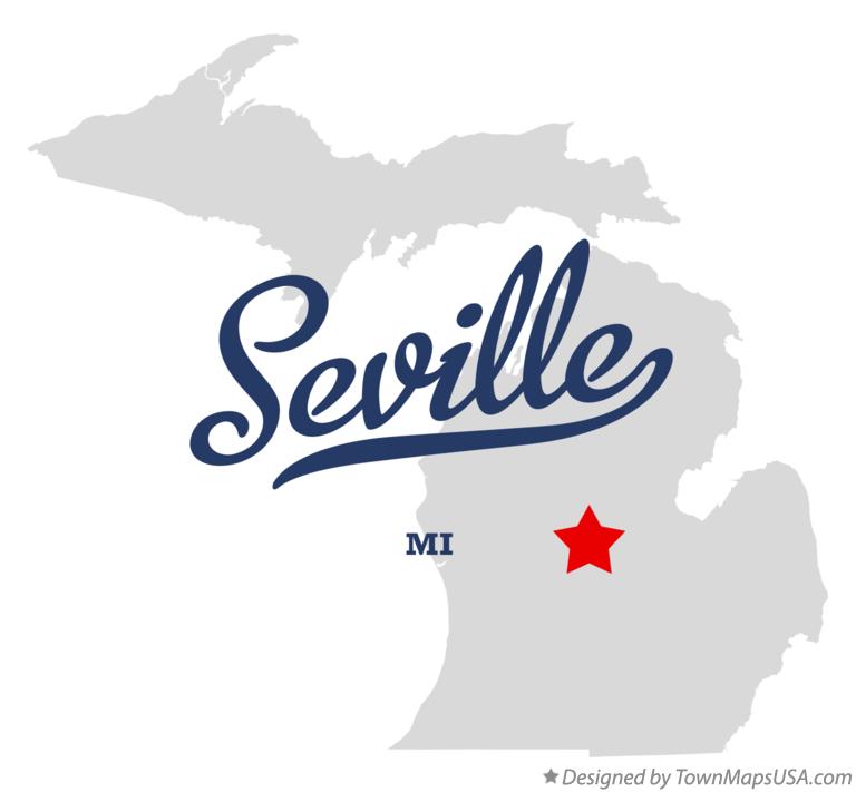 Map of Seville Michigan MI