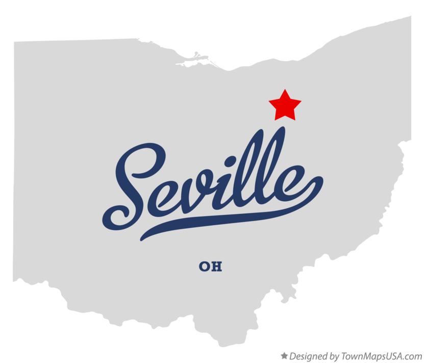 Map of Seville Ohio OH