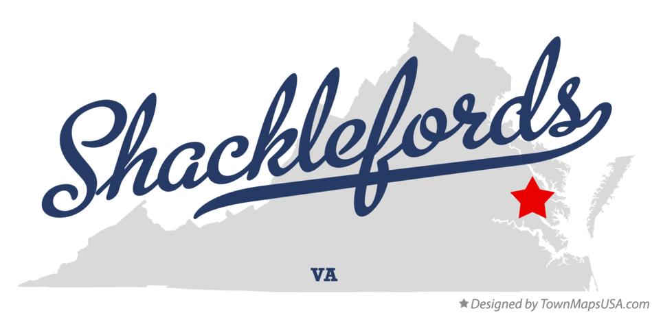 Map of Shacklefords Virginia VA