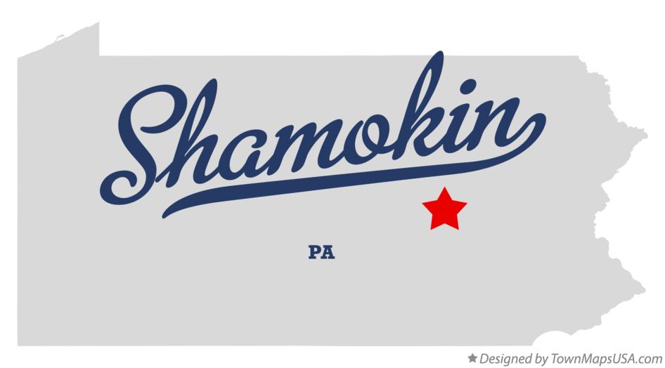 Map of Shamokin Pennsylvania PA