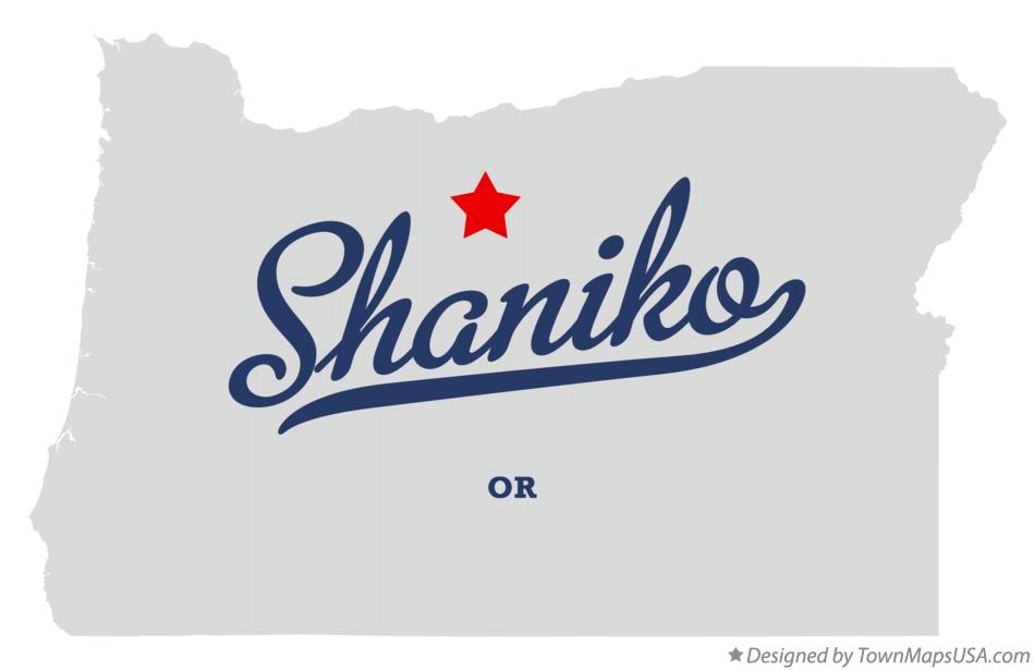 Map of Shaniko Oregon OR