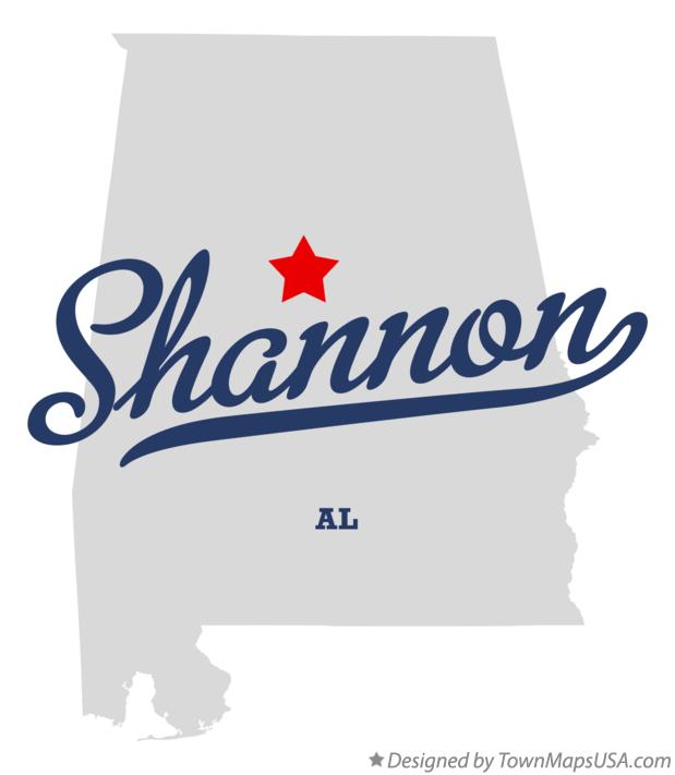 Map of Shannon Alabama AL