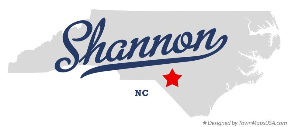 Map of Shannon North Carolina NC