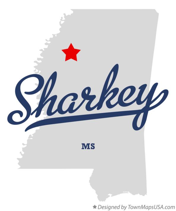Map of Sharkey Mississippi MS