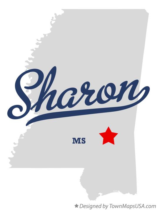Map of Sharon Mississippi MS