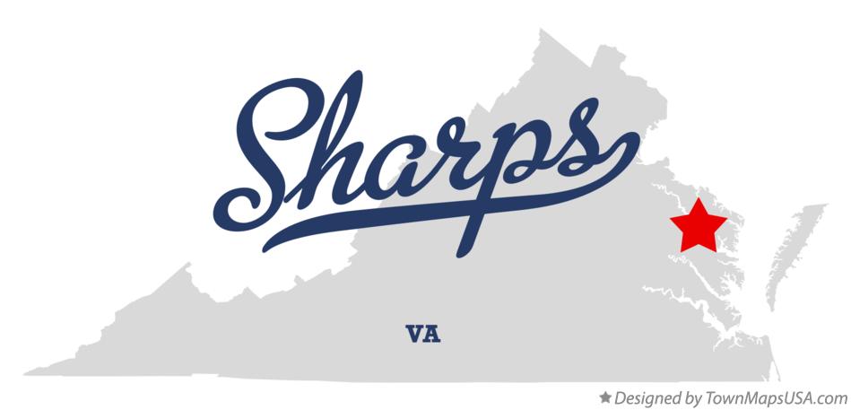 Map of Sharps Virginia VA